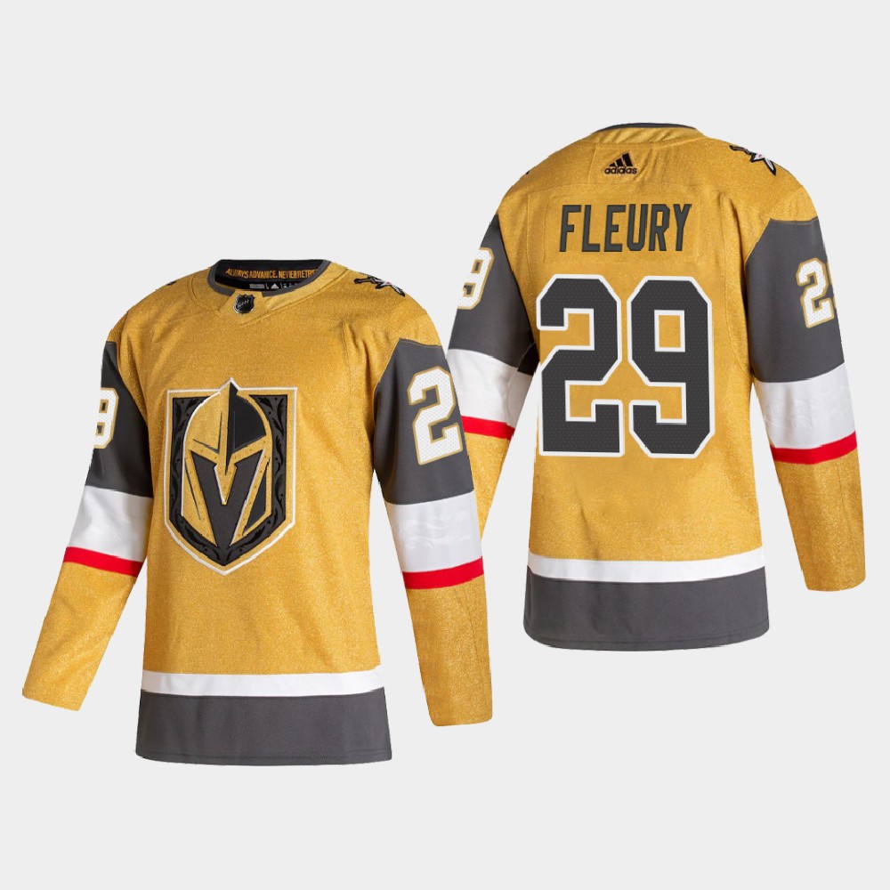 Vegas Golden Knights #29 Marc-Andre Fleury Men Adidas 2020 Authentic Player Alternate Stitched NHL Jersey Gold->more nhl jerseys->NHL Jersey